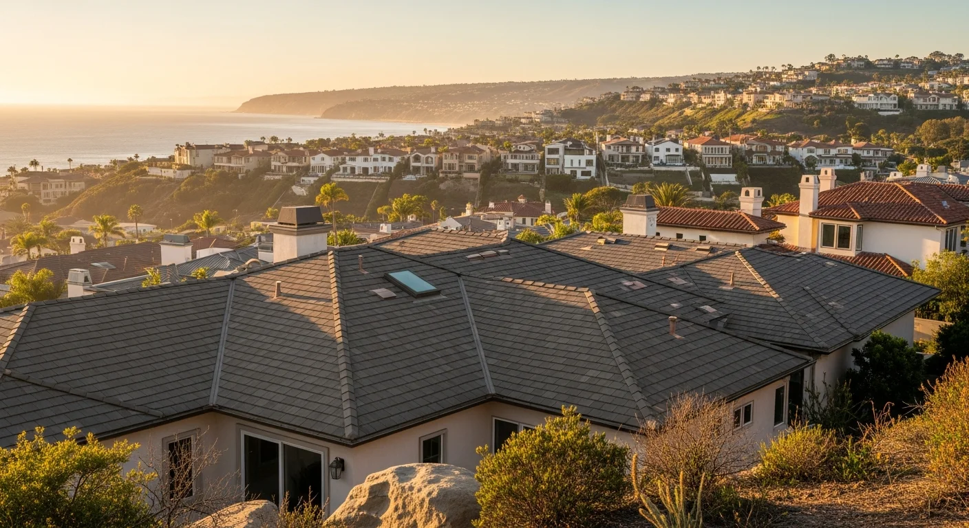 Coastal Dana Point hillside homes with ocean views and modern architecture overlooking the Pacific.