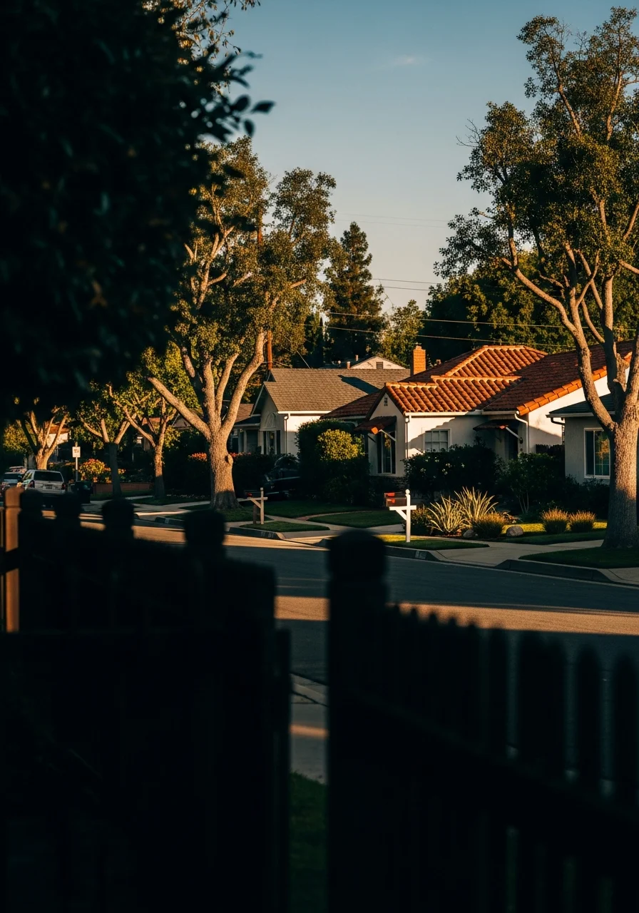 Fullerton residential community with varied home styles and established neighborhood identity.