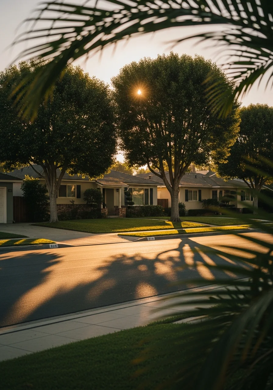 Huntington Beach suburban neighborhood with single-family homes and established community character.