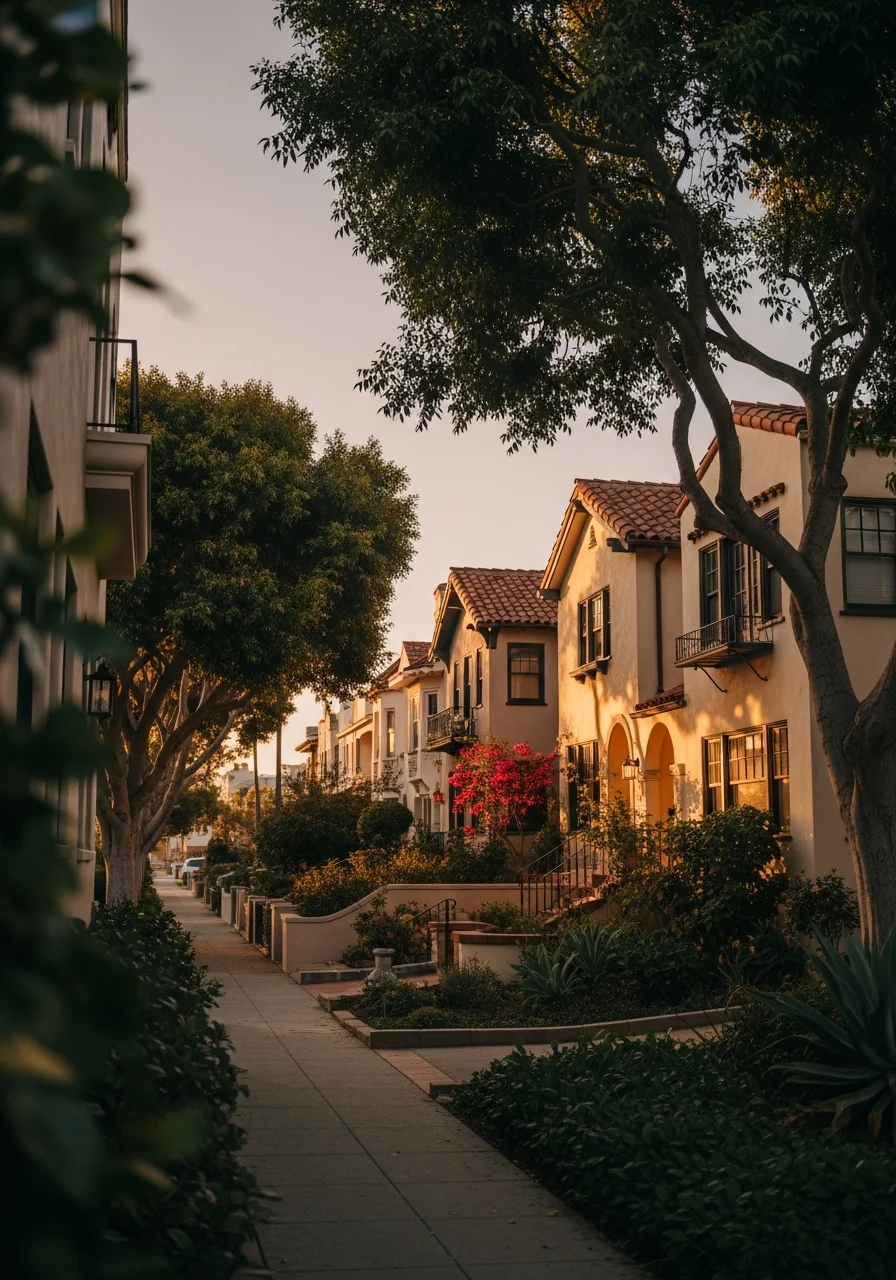 Long Beach Belmont Shore neighborhood with historic homes and established landscaping.