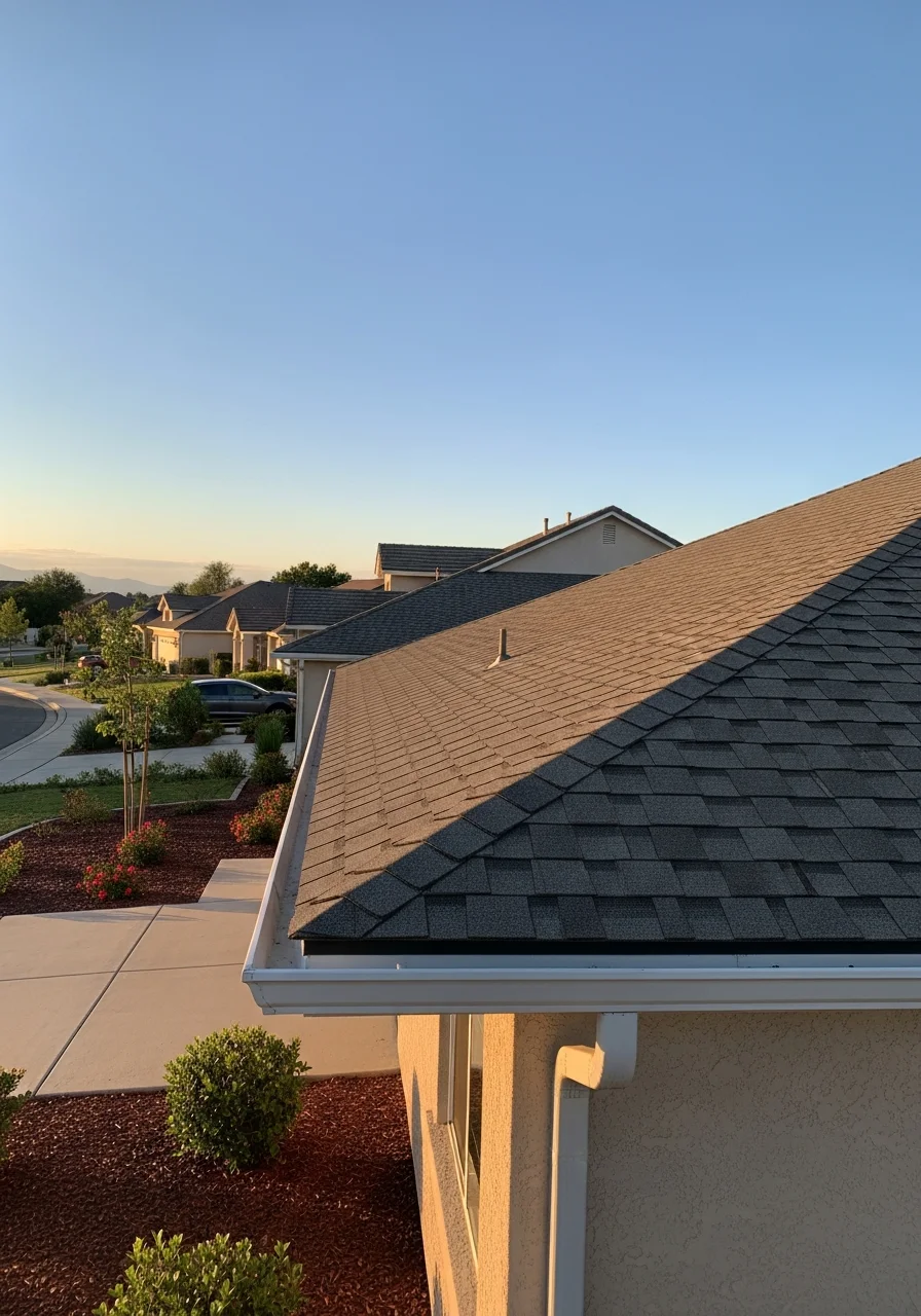 San Bernardino County residential community with varied home styles and desert vegetation.